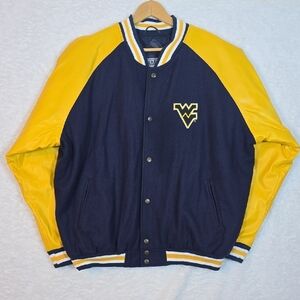VTG Steve Barrys West Virginia University Wool Faux Leather Letterman Jacket XL